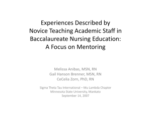 Experiences Described by Novice Teaching Academic Staff in Baccalaureate Nursing Education: