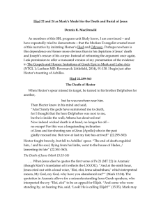 Iliad 22 and 24 as Mark’s Model for the Death... Dennis R. MacDonald