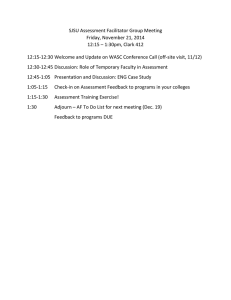 SJSU Assessment Facilitator Group Meeting Friday, November 21, 2014