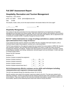 Fall 2007 Assessment Report Hospitality, Recreation and Tourism Management