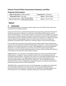 School of Social Work Assessment Summary and Plan Program Information Report