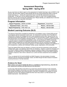 Assessment Reporting – Spring 2010 Spring 2009