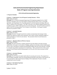 Civil and Environmental Engineering Department State of Program Learning Outcomes