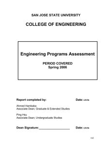 COLLEGE OF ENGINEERING  Engineering Programs Assessment SAN JOSE STATE UNIVERSITY