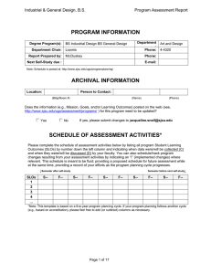 PROGRAM INFORMATION Industrial &amp; General Design, B.S.  Program Assessment Report