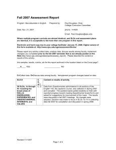 Fall 2007 Assessment Report