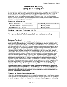 Assessment Reporting – Spring 2011 Spring 2010