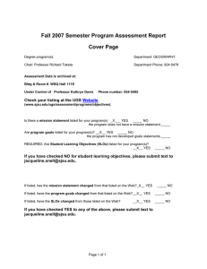 Fall 2007 Semester Program Assessment Report Cover Page