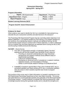 Program Assessment Report MA Experimental Assessment Reporting