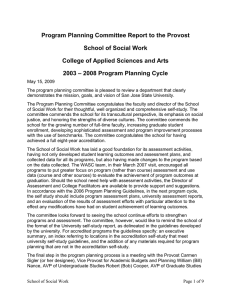 Program Planning Committee Report to the Provost School of Social Work