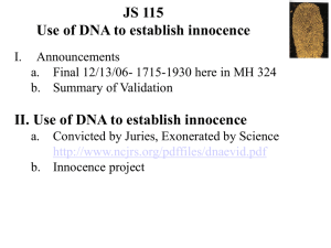 JS 115 Use of DNA to establish innocence