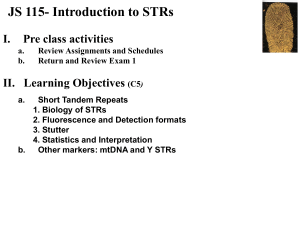 JS 115- Introduction to STRs I. Pre class activities