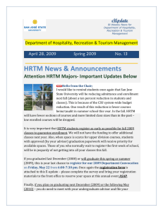 HRTM News &amp; Announcements Attention HRTM Majors- Important Updates Below _________________________________ _