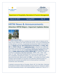 HRTM News &amp; Announcements Attention HRTM Majors- Important Updates Below _________________________________ _