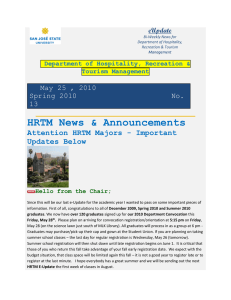 HRTM News &amp; Announcements Attention HRTM Majors - Important Updates Below