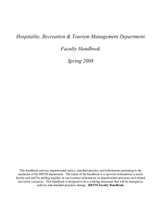 Hospitality, Recreation &amp; Tourism Management Department  Faculty Handbook Spring 2008