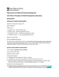 Department of Child and Family Development Spring 2015