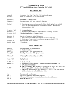 School of Social Work 2 Year Field Practicum Calendar 2007-2008