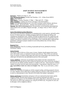 JS107 JUSTICE MANAGEMENT Fall 2008 – Section 01