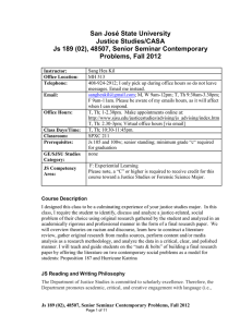 San José State University Justice Studies/CASA Problems, Fall 2012