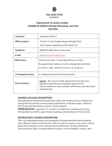 Department of Justice Studies JS100W-05 (49051) Writing Workshop  (on-line) Fall 2014