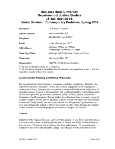 San José State University Department of Justice Studies JS 189, Section 01,