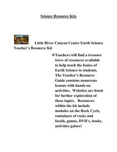 Science Resource Kits  Little River Canyon Center Earth Science Teacher’s Resource Kit
