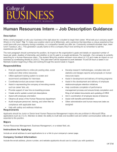 Human Resources Intern – Job Description Guidance Description