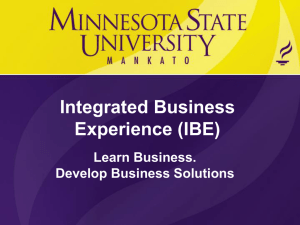 Integrated Business Experience (IBE) Learn Business. Develop Business Solutions