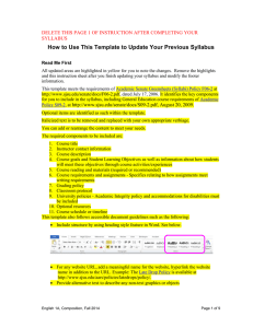 How to Use This Template to Update Your Previous Syllabus SYLLABUS