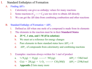 I. Standard Enthalpies of Formation