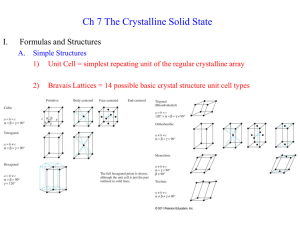 Ch 7 The Crystalline Solid State I. Formulas and Structures