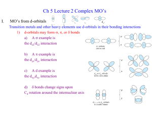 Ch 5 Lecture 2 Complex MO’s MO’s from d-orbitals I.
