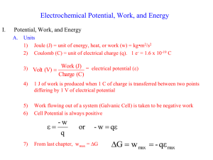 Electrochemical Potential, Work, and Energy I. Potential, Work, and Energy