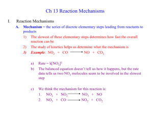Ch 13 Reaction Mechanisms I. Reaction Mechanisms