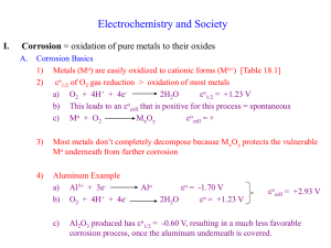 Electrochemistry and Society I. Corrosion