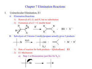Chapter 7 Elimination Reactions I. Unimolecular Elimination, E1 Br