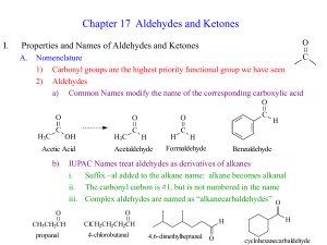 Chapter 17  Aldehydes and Ketones I.