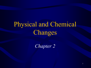 Physical and Chemical Changes Chapter 2 1