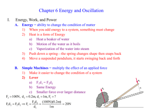 Chapter 6 Energy and Oscillation I. Energy, Work, and Power