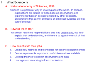 I. What Science Is A. National Academy of Sciences, 1999