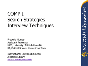 COMP I Search Strategies Interview Techniques Frederic Murray