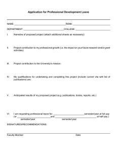 Application for Professional Development Leave