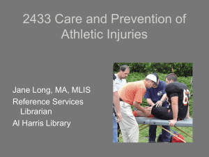 2433 Care and Prevention of Athletic Injuries Jane Long, MA, MLIS Reference Services