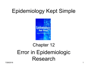 Epidemiology Kept Simple Error in Epidemiologic Research Chapter 12