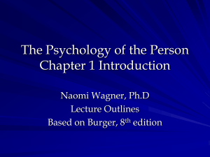 The Psychology of the Person Chapter 1 Introduction Naomi Wagner, Ph.D Lecture Outlines