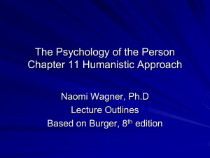 The Psychology of the Person Chapter 11 Humanistic Approach Naomi Wagner, Ph.D