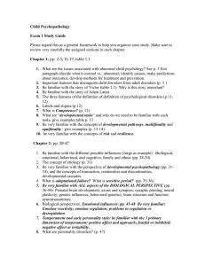Child Psychopathology  Exam 1 Study Guide