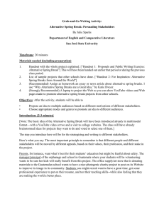 Grab-and-Go Writing Activity: Alternative Spring Break: Persuading Stakeholders By Julie Sparks