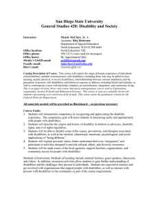 San Diego State University General Studies 420: Disability and Society